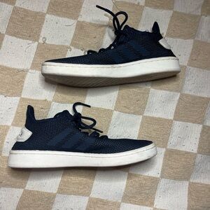 Adidas Blue and White Sneakers with Knit Upper and Sock-Like Fit